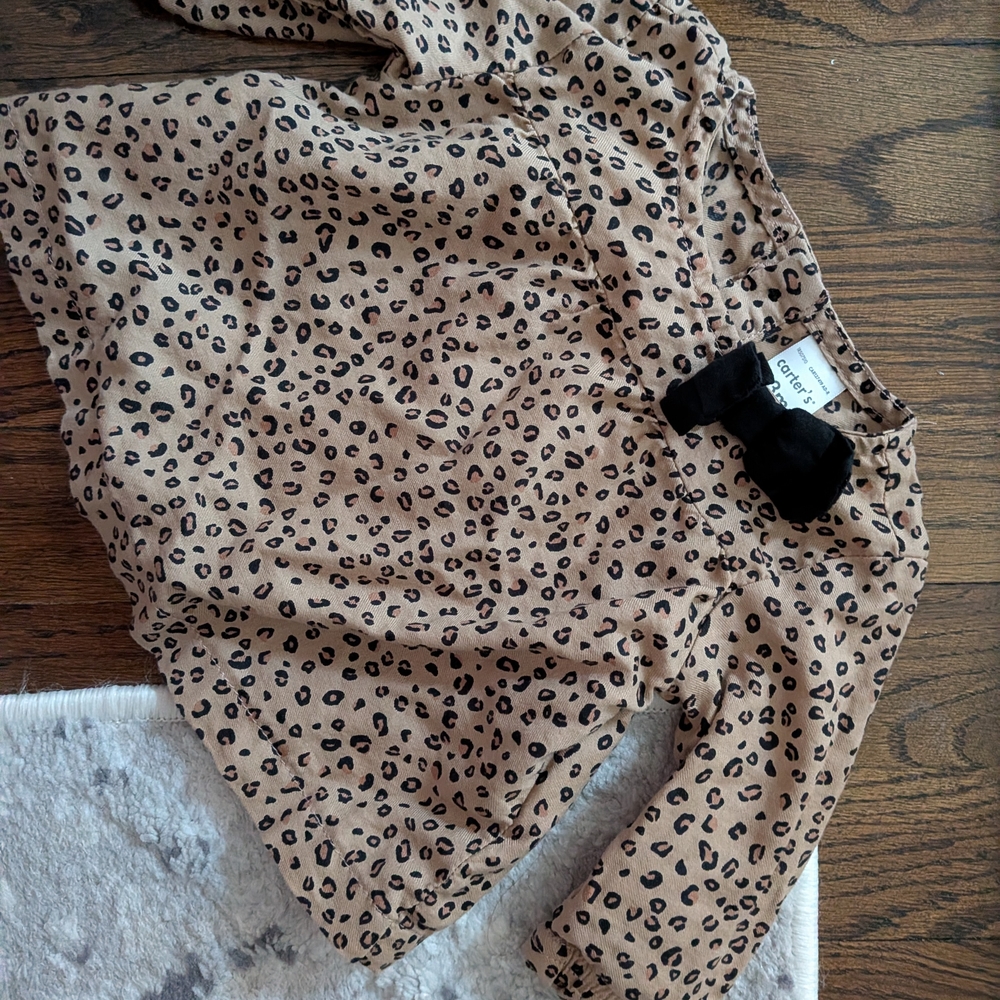 Carter's Leopard Print Long Sleeve Top with Bow